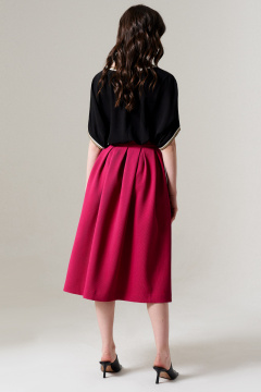 Миди юбка из легкой ткани, свободный крой и эффектные волны Панда 125850w фуксия - фото 3