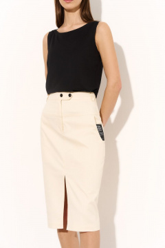 Юбка из легкого джинса с передней кокеткой и карманами DILIA 0746 беж - фото 2