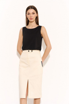 Юбка из легкого джинса с передней кокеткой и карманами DILIA 0746 беж - фото 1