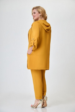 Трехпредметный костюм женский из текстиля с кардиганом, топом и брюками Svetlana-Style 1633 горчица - фото 2