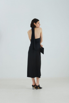 Платье нарядное, демисезонное, текстильное, черное, в пол Elema 5К-12644-1-164 чёрный - фото 4