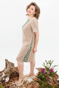 Бежевое повседневное платье с нагрудными вытачками Romanovich Style 1-2504 бежевый - фото 5