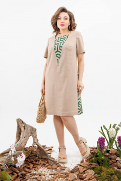 Бежевое повседневное платье с нагрудными вытачками Romanovich Style 1-2504 бежевый - фото 1