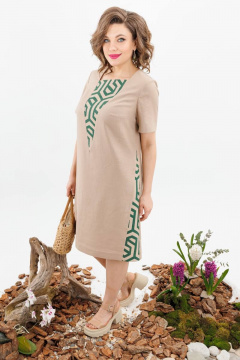 Бежевое повседневное платье с нагрудными вытачками Romanovich Style 1-2504 бежевый - фото 4