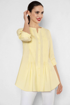 Летняя желтая свободная блузка из текстиля Urs 23-138-2 - фото 3