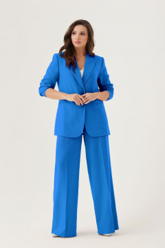 Легкие широкие брюки из льна с карманами и шлевками Elady 4247 синий - фото 1