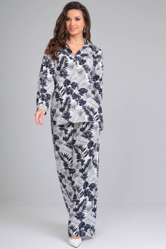 Летний комплект из блузки и брюк с анималистичным принтом LeNata 21271 рисунок-на-белом - фото 3