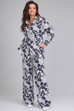 Летний комплект из блузки и брюк с анималистичным принтом LeNata 21271 рисунок-на-белом - фото 2