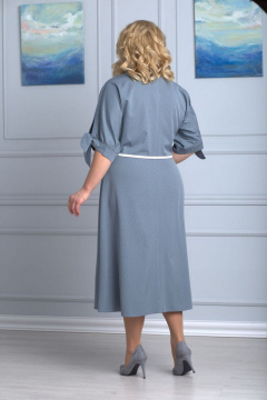 Легкое платье из шифона с поясом и регланом Anelli 670 зеленый+горох - фото 2