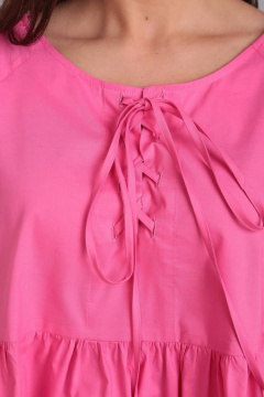 Блуза А-силуэта с декоративным разрезом и завязками LeNata 11320 розовый - фото 4
