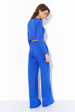 Джемпер и брюки из трикотажа с укороченным джемпером и джоггерами Luitui R4023 ярко-синий - фото 3