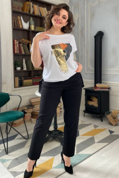 Белая трикотажная футболка с принтом и регулировкой тесьмой Rumoda 2123 белый - фото 2