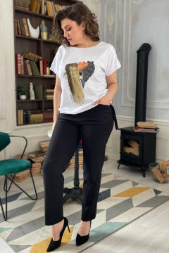 Белая трикотажная футболка с принтом и регулировкой тесьмой Rumoda 2123 белый - фото 5