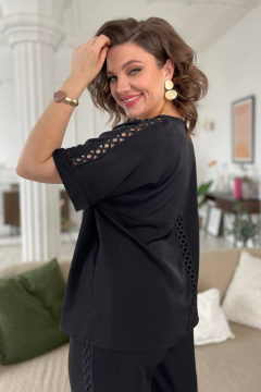 Блуза с принтом и рукавом с воланами из трикотажа Rumoda 2125 черный - фото 2