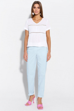 Брюки зауженные из хлопкового текстиля AYZE 72729 голубой - фото 1