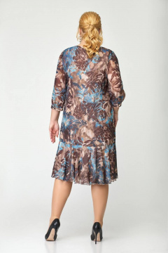 Платье свободного силуэта из шифона с воланом и длинным рукавом Slaviaelit 480 акварель - фото 2