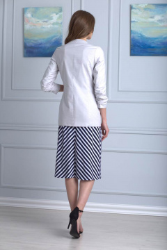 Жакет летний однобортный из текстиля со складками Anelli 707 серый - фото 4