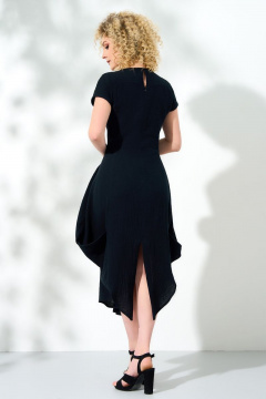 Платье черное из хлопка с глубокими складками Euromoda 452 черный - фото 3