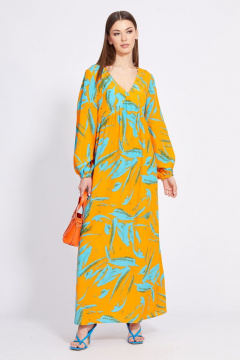 Платье EOLA 2419 оранжевый-бирюза - фото 4