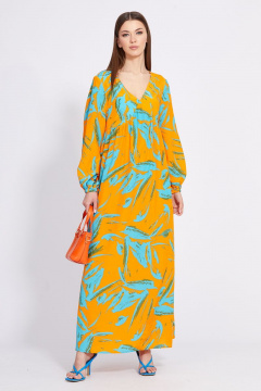 Платье EOLA 2419 оранжевый-бирюза - фото 3