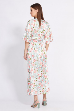 Полуприлегающего силуэта платье с запахом и ремнём EOLA 2420 молочный_рисунок - фото 2