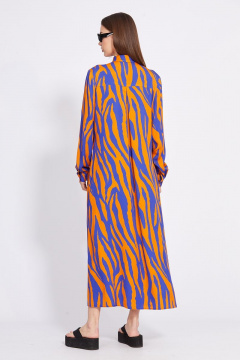 Платье рубашечного силуэта с карманами и принтом EOLA 2431 оранжевый_василек - фото 2