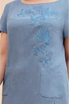 Ленодизайнерский костюм с вышивкой и брюками Палаццо Lissana 4741 джинс - фото 4