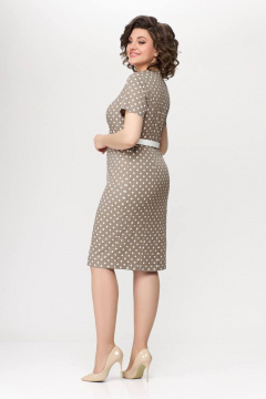 Платье из хлопкового денима с рельефами и шлицей на спинке Swallow 659.1 песочный - фото 5