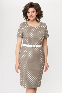 Платье из хлопкового денима с рельефами и шлицей на спинке Swallow 659.1 песочный - фото 4