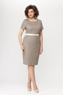 Платье из хлопкового денима с рельефами и шлицей на спинке Swallow 659.1 песочный - фото 2