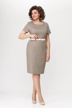 Платье из хлопкового денима с рельефами и шлицей на спинке Swallow 659.1 песочный - фото 3