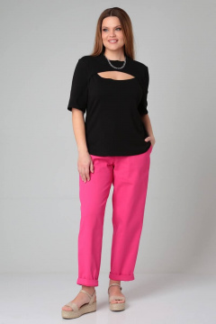 Джемпер с коротким рукавом и элегантным вырезом из трикотажа Bliss 8067 черный - фото 2