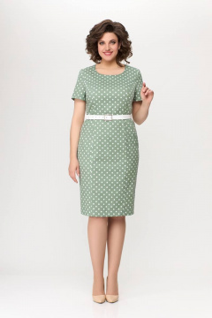 Платье из хлопкового денима с рельефами и шлицей на спинке Swallow 659.2 мята - фото 4