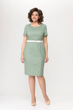 Платье из хлопкового денима с рельефами и шлицей на спинке Swallow 659.2 мята - фото 2