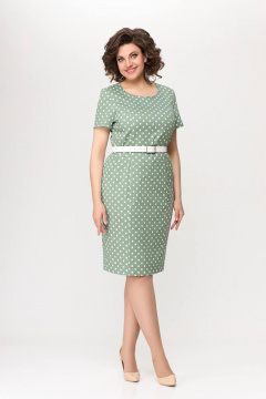 Платье из хлопкового денима с рельефами и шлицей на спинке Swallow 659.2 мята - фото 3