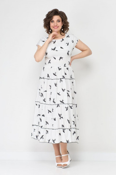 Платье летнее белое с воланами и резинкой на груди Solomeya Lux 947E - фото 2