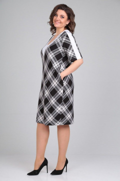 Платье из вискозы с V-образным вырезом и отделочной тканью Диомант 1871 - фото 4