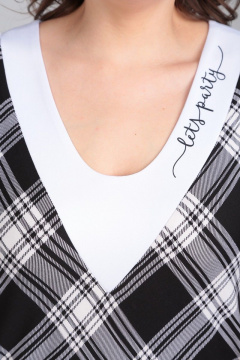 Платье из вискозы с V-образным вырезом и отделочной тканью Диомант 1871 - фото 5