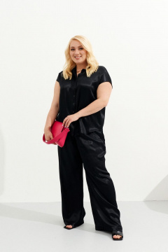 Вискозные брюки свободные с завышенной талией Ketty К-05960w черный - фото 2