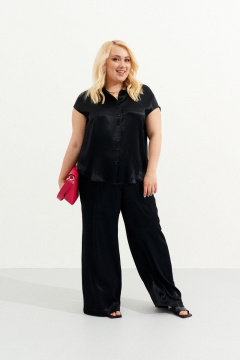 Вискозные брюки свободные с завышенной талией Ketty К-05960w черный - фото 1