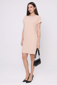 Платье из трикотажа в бежевом цвете с коротким рукавом Панда 119080w бежевый - фото 1