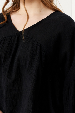 Блуза из хлопка с широкими плечами, стиль на каждый день Панда 131140w черный - фото 3