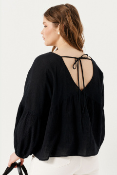 Блуза из хлопка с широкими плечами, стиль на каждый день Панда 131140w черный - фото 4