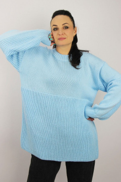 Джемпер прямой из трикотажа с рубашечным рукавом Полесье С1426-22 3С8775-Д43 158,164 небесно-голубой - фото 3