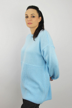 Джемпер прямой из трикотажа с рубашечным рукавом Полесье С1426-22 3С8775-Д43 158,164 небесно-голубой - фото 2