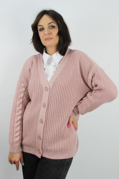 Розовый жакет из шерсти с застежкой и карманами Полесье С2686-22 2С5083-Д43 158,164 розовый_дым - фото 1