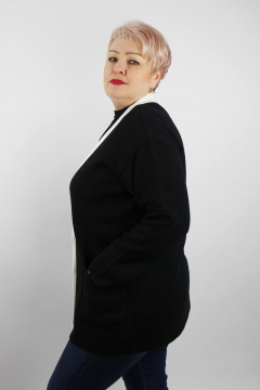 Жакет вязаный трикотаж с застежкой на пуговицы V-образный вырез Полесье С2748-22 3С3025-Д43 158,164 черный - фото 2