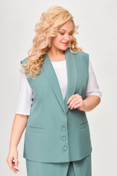 Классический костюм 2-ка из ткани с жилетом и брюками Swallow 646.3 пепельно-голубой - фото 5