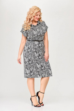 Платье из мягкой вискозы с нагрудными вытачками и планкой Swallow 662.1 принт_черная_зебра - фото 3