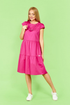 Летнее платье с воланами и карманами, розовое Azzara 836Ф - фото 1